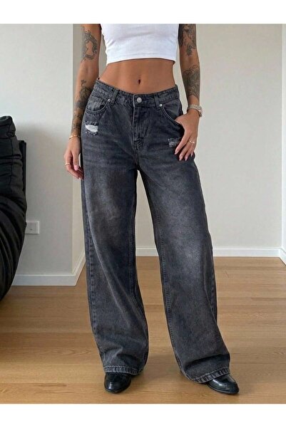 MARA BRANCO Women's Black Low Waist Wide Leg Jean Trousers