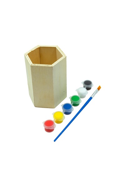 MC Micostore Accesorii creatie - lemn pictura - pahar hexagonal, +6 culori +p...