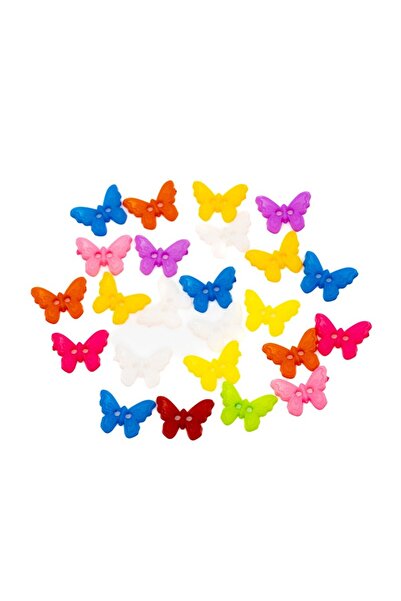MC Micostore Accesorii creatie - nasturi fluturi plastic, diverse culori, 15m...