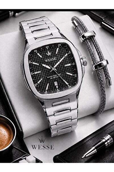 Wesse Men's Wristwatch Steel Case and Strap 3 Atm Water Resistant 2 Year Warr...