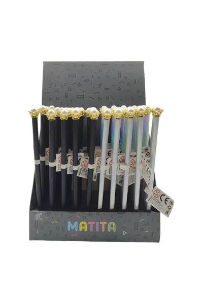 MC Micostore Creioane grafit JEB0057, HB, cu figurina coroana regina, corp ne...