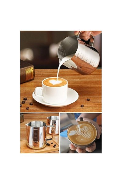 Empressco Paslanmaz Çelik Süt Potu, Sütlük, Barista Süt Isıtıcı ve Köpürtücü