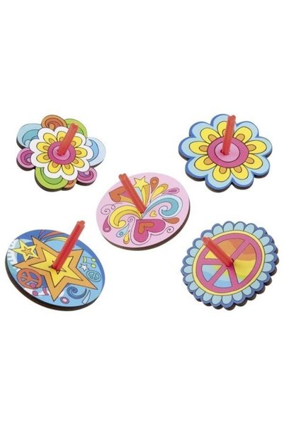 OEM Titireze din lemn Goki - set de titireze colorate pentru joaca si invatare