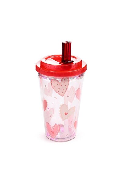 OEM Puckator cană cu pereți dubli cu pai și capac 500 ml