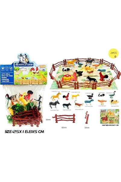 OEM Set figurine animale Merkpol Happy Farm, cu mata si gard, din vinil, pent...