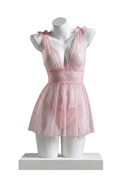 Sthxyfaith Women Sexy Lingerie Polka Dots Lace Babydoll Mesh Chemise Sheer Li...