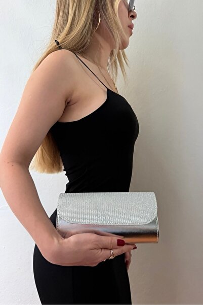 MAİSONRC Women's Evening Dress Bag, Glittery Portfolio Clutch with Chain Stra...