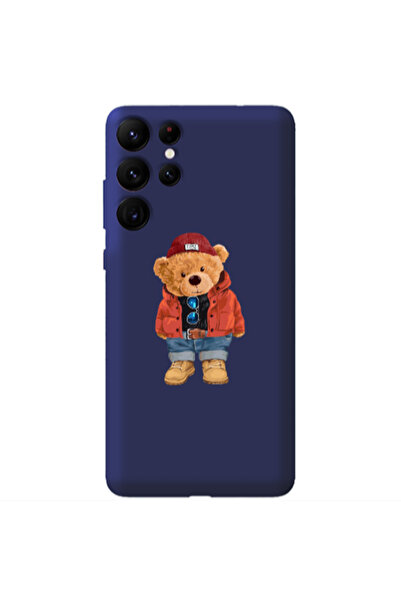 Other Samsung S22 Ultra Bear in a hat Dark blue Colored Silicone TPU Θήκη