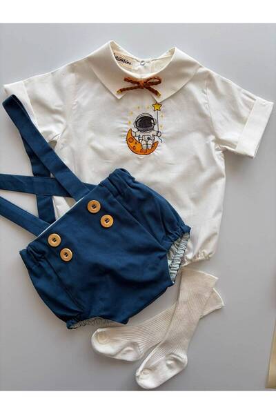 il mio bambino 100% Cotton Fabric Space Concept Party Baby Set