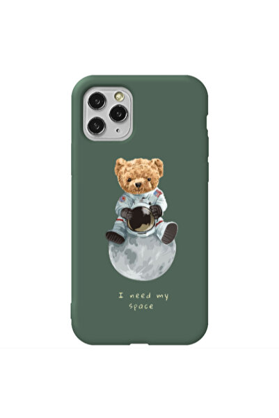 Other Apple iPhone 11 Pro Max Bear in space Dark Green Colored Silicone TPU Θήκη