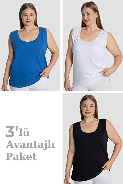 Arma Yıldız Women's Cotton Plus Size Thick Strap Undershirt 3-Pack