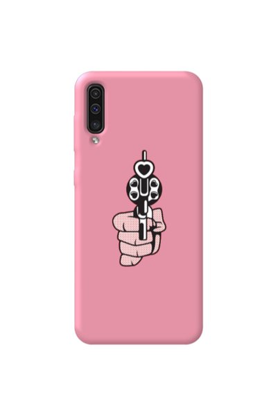 Other Samsung A70 Heart gun Pink Colored Silicone TPU Θήκη