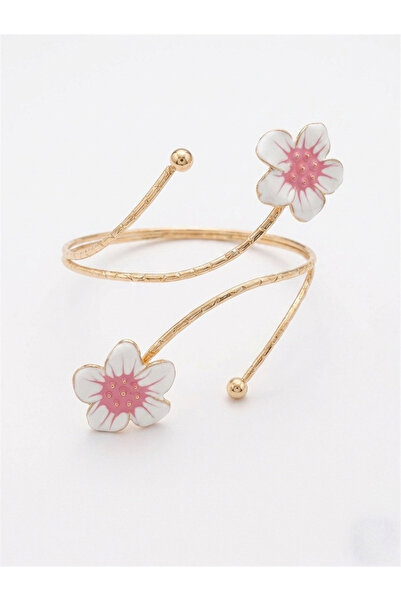 Pelin Aksesuar White Pink Belly Flower Figured Spiral Pazu Bracelet