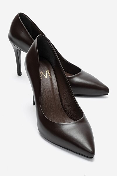 LuviShoes Moriel Brown Skin Genuine Leather Women's Heeled Shoes