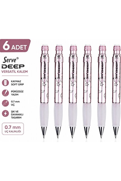 Serve Versatil Kalem Deep 0.7 mm Met Roze Moon-Star 6'Li Paket