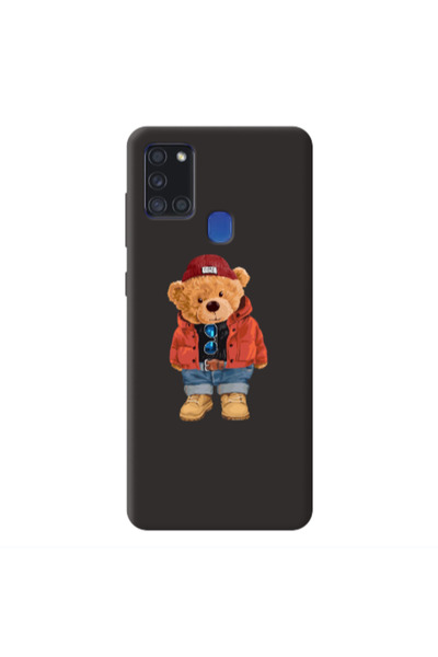 Other Samsung A21S Bear in a hat Black Colored Silicone TPU Θήκη