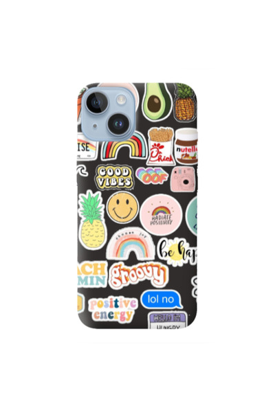 Other Apple iPhone 14 Good vibes Black Colored Silicone TPU Θήκη