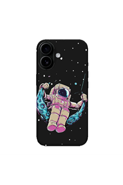 Other Apple Iphone 16 plus Astronaut swinging on the moon Black Colored Silic...