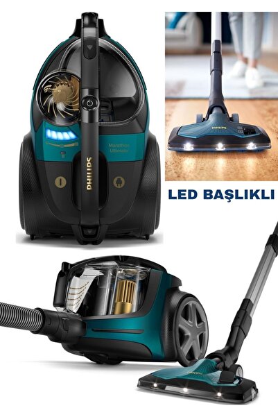 Philips ELVT Yeni Led Işıklı Başlık Marathon Ultimate Toz Torbasız Elektrikli...