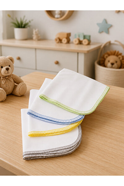 Mou&Kou Soft 4-Piece 100% Cotton Combed Cotton Baby Wipes Set 25X25 cm Suitab...