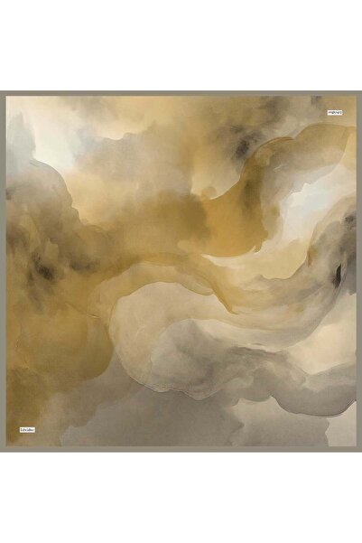 Levidor Mustard Watercolor Patterned Twill Silk Scarf