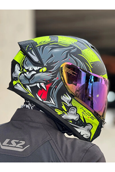 Givi 50.X WILD MAT SİYAH-NEON SARI KASK (KIRMIZI VİZÖR)