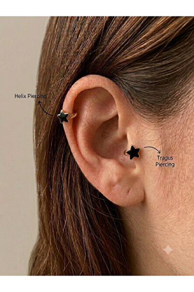 kurukafagift Renkli Yıldız Halka Helix Tragus Xuping Piercing 6 mm