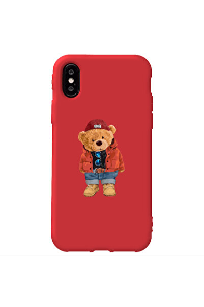 Other Apple iPhone X Bear in a hat Red Colored Silicone TPU Θήκη