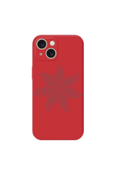 Other Apple iPhone 15 Mandala D24 Red Colored Silicone TPU Θήκη