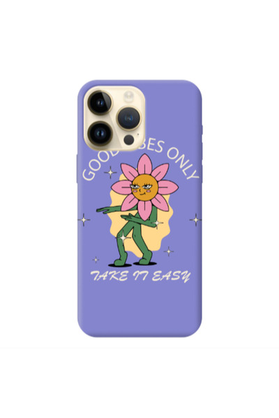 Other Apple iPhone 13 Pro Max Good Vibes Only Purple Colored Silicone TPU Θήκη