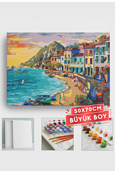 Akihabara Sayılarla Boyama Hobi Seti Çerçeveli Numaralı Tuval Fırça Boya Dahi...