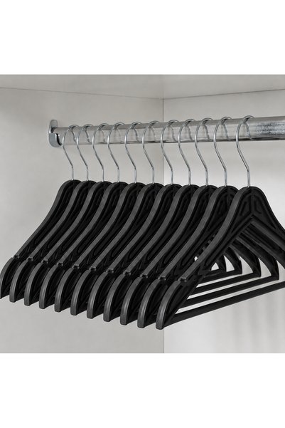 PraticBox 12 Pieces of Modern Wood Patterned Quality Plastic Clothes Hangers