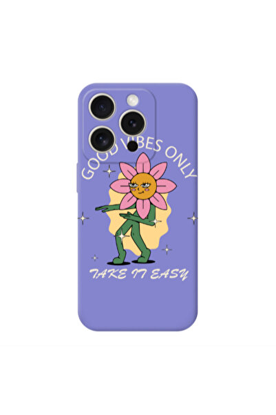 Other Apple iPhone 15 Pro Max Good Vibes Only Purple Colored Silicone TPU Θήκη