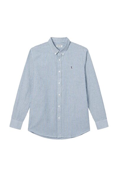 Giordano Men’s Cotton Slim Oxford Shirt with Embroidery