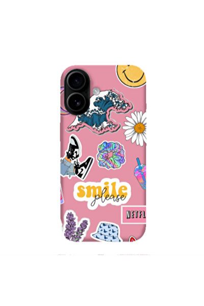 Other Apple Iphone 16 plus Smile Moon Pink Colored Silicone TPU Θήκη