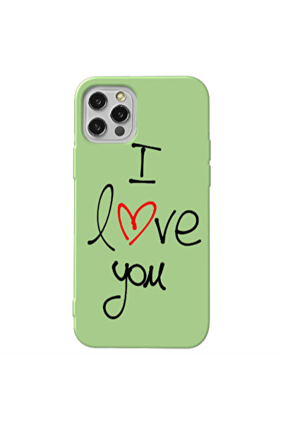 Other Apple iPhone 12 Pro i love you Light Green Colored Silicone TPU Θήκη
