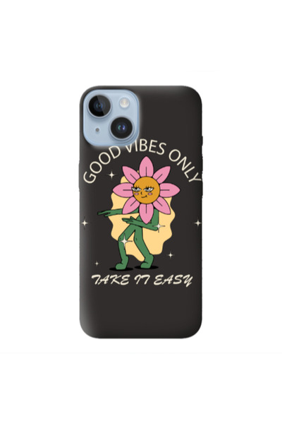 Other Apple iPhone 14 Good Vibes Only Black Colored Silicone TPU Θήκη