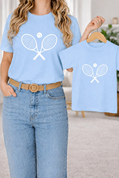 VODEXA Μπλουζάκι με στάμπα ρακέτας Mother Daughter Combination Oversize, Διπλ...