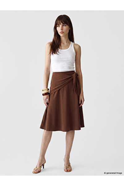 LC Waikiki I Beli Tie-Waist Linen Blend Skirt from Freezen Store