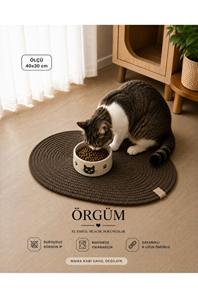 ÖRGÜM Kedi Beslenme Paspası 40x30 Cm Kedi Paspası
