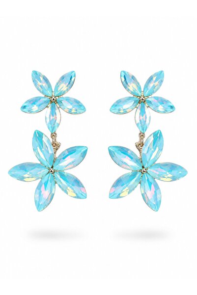 serelya Ice Blue Crystal Flower Earrings