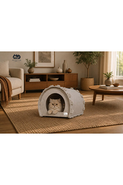 MİYUVA Keçe Kedi Evi – Demonte, Yıkanabilir, Taşınabilir Kedi Kulübesi –Şirin...