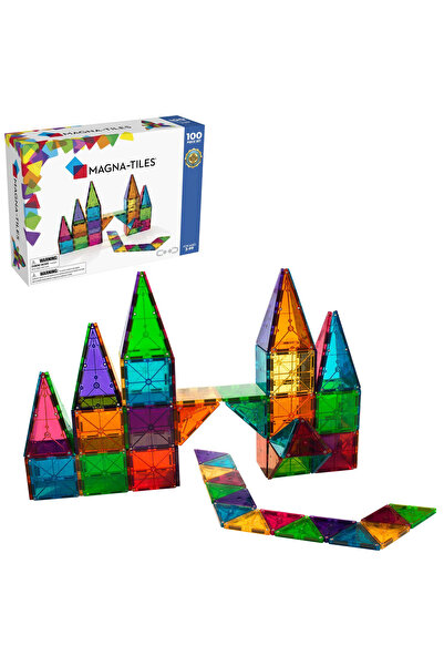 Magna Μαγνητικό Παιχνίδι Κατασκευών Magna-Tiles Διαφανή Χρώματα Σετ 100 τεμαχίων