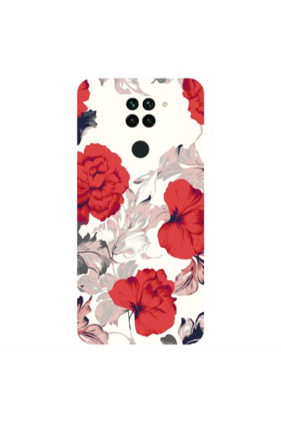 Other Xiaomi Redmi Note 9 Red Flowers Transparent Silicone TPU Θήκη