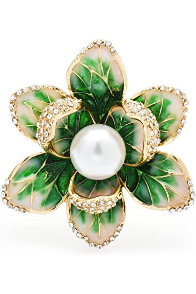 Arabest Safety Pin Wedding Party Jewelry Pearl Enamel Flower Brooches for Wom...