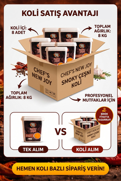 chef's new joy professional Smoky Çeşni 1000 G x 8 Adet - 1 Koli (Koli Bazlı Avantaj Paketi)