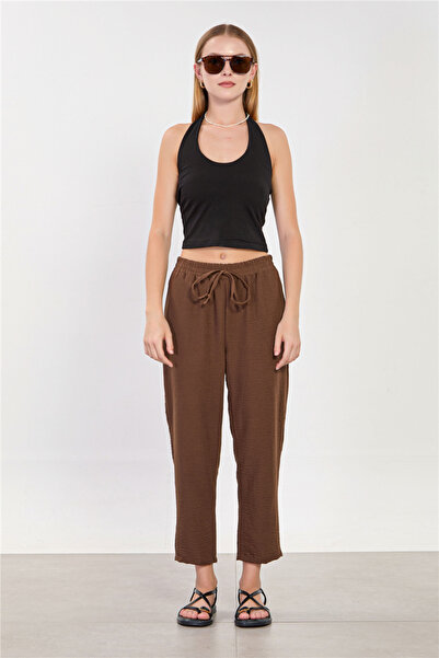 BARRELS AND OIL Women's Tie-Waist Carrot Pants - Bitter Brown