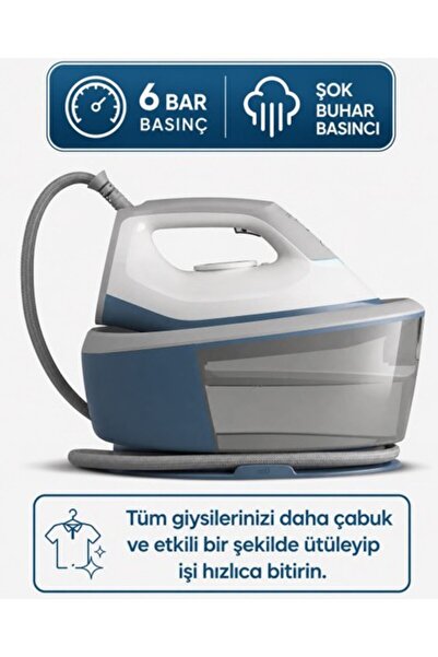 Philips Buhar Kazanlı Ultra Hafif Ütü 6 Bar Basınç Şok Buhar Gücü Kolay Saklama