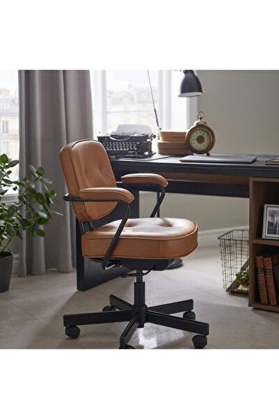 Diason Ergonomic Office Chair with Lumbar Support, Retro Mid-Century Leather ...