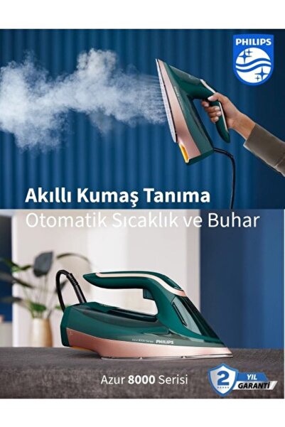 Philips Azur 8000 Serisi Kumaş Yakmayan Akıllı Teknolojili 3000W Buharlı Ütü,...
